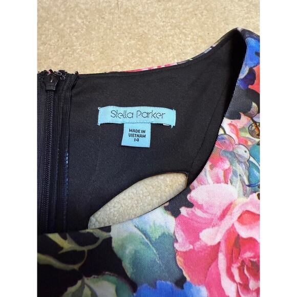 Stella Parker Floral Dress Size 14 Cutout Back Knee Length Colorful - Picture 5 of 7